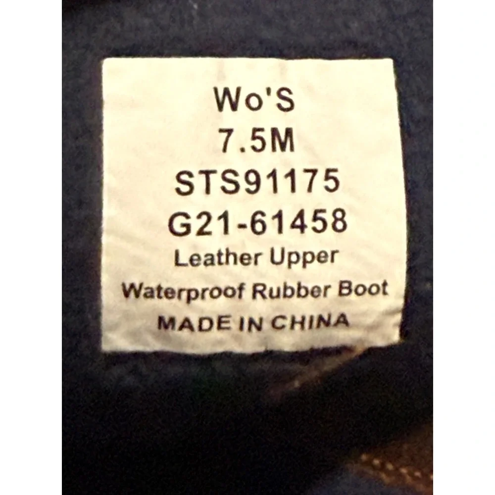 Sperry Saltwater Duck Boots Womens 7.5 Navy‎ Brown Leather Waterproof STS91175